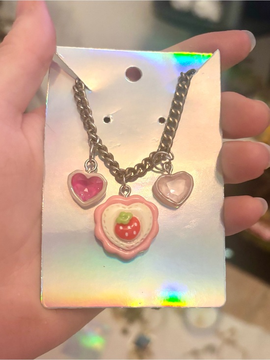 Jewelry - NEW Pink Strawberry Heart Pendant Necklace - Women Jewelry